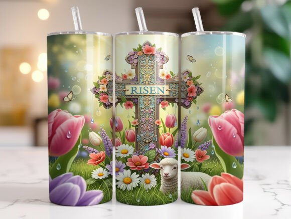 Christian Easter Cross 20oz Tumbler Wrap Graphics