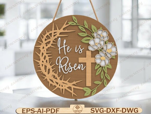 Christian Easter Round Sign for Graphic Templates
