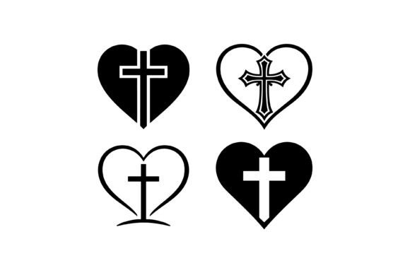 Christian Heart Cross Icons: A Versatile Graphics Asset for Crafts