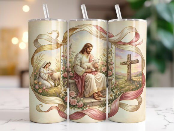 Christian Jesus Lamb Cross Tumbler Graphics