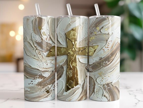 Christian Oil Brushstroke Cross Tumbler Graphics