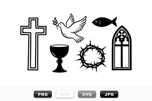 Christian Symbol SVG Set: A Minimalist Graphics Asset for Crafts