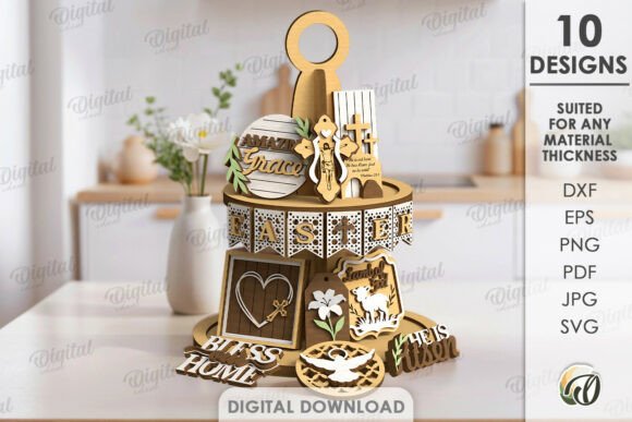 Christian Tiered Tray Decors Bundle for Laser Cutting