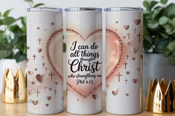 Rose Gold Christian 20oz Tumbler Wrap: Graphics for Elegant Tumbler Wraps