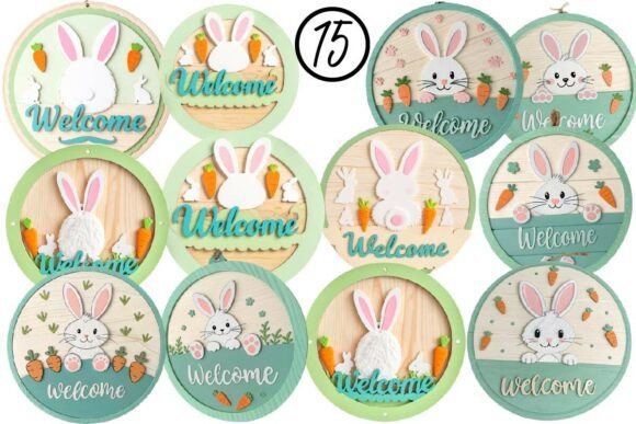 Welcome Easter Door Sign PNG Bundle: A Graphics Gem for Print Templates